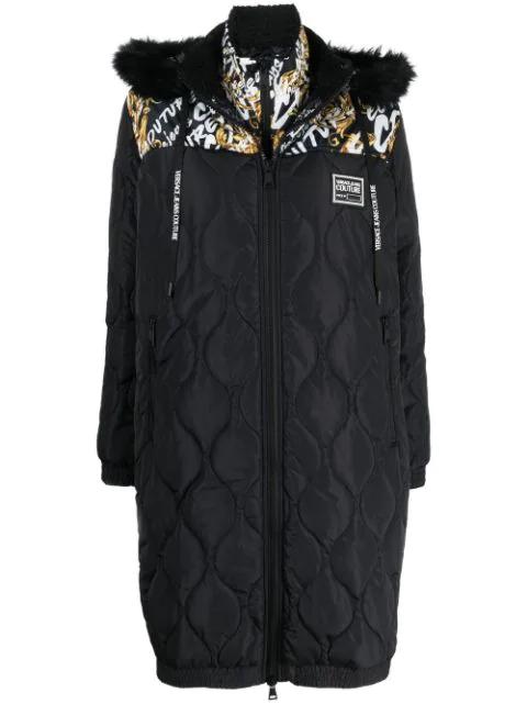 graphic-print quilted coat by VERSACE