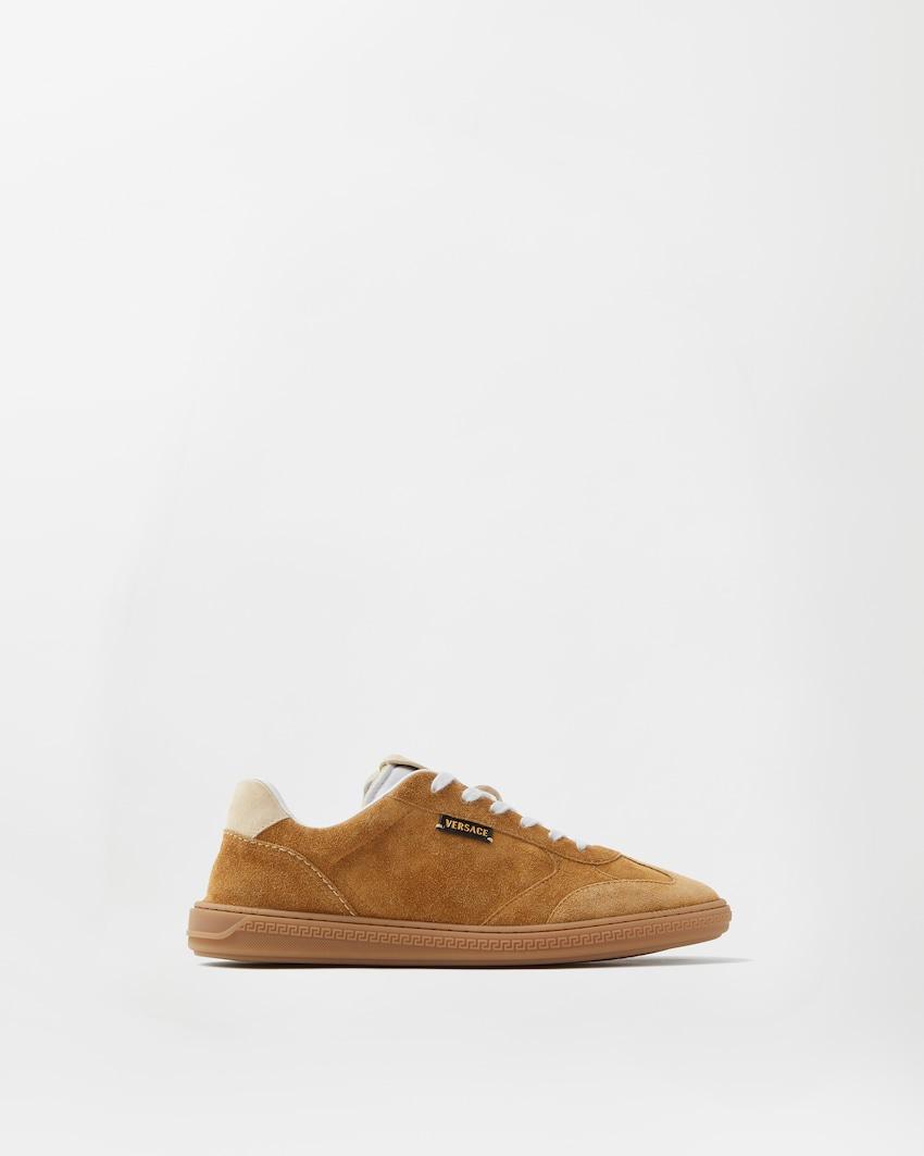 greca court suede sneakers by VERSACE