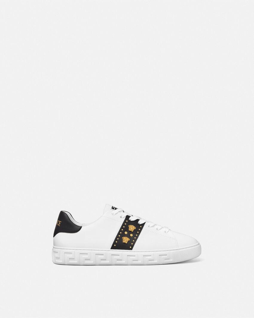 greca embellished nylon sneakers by VERSACE