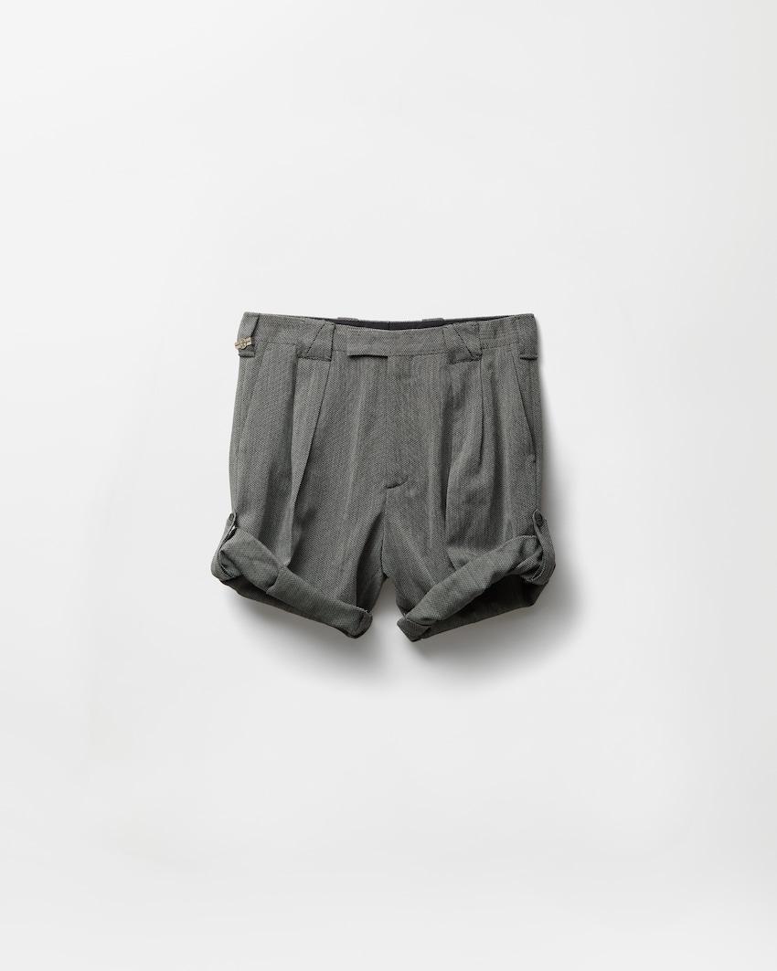 herringbone wool crepe formal shorts by VERSACE