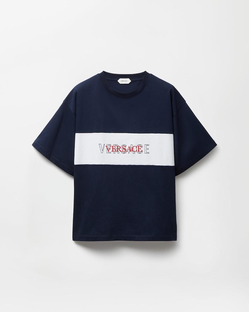 intarsia cotton-jersey regular t-shirt by VERSACE
