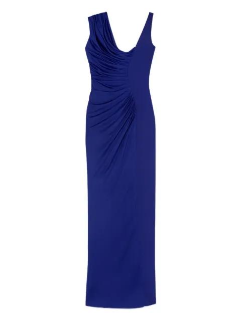 inverted satin crepe draped gown midi dress by VERSACE