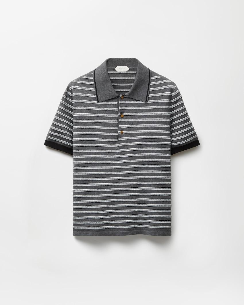 jacquard cotton-blend knit polo by VERSACE