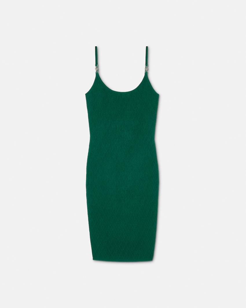 jacquard stretch viscose fitted knit mini dress by VERSACE