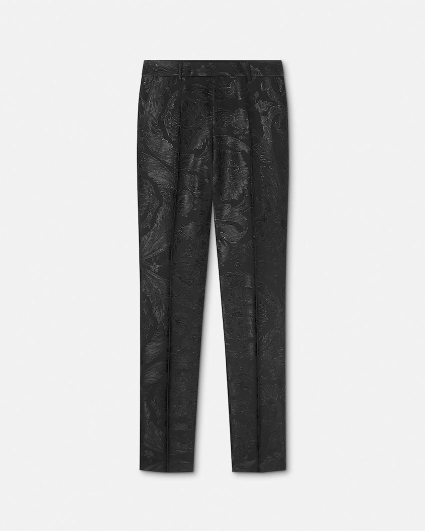 jacquard wool-viscose slim formal pants by VERSACE