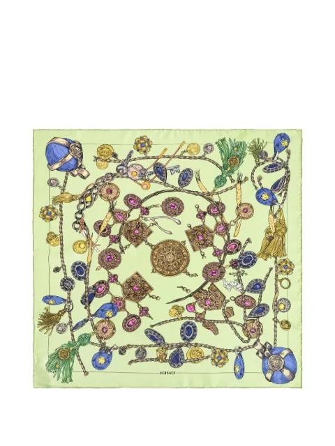 jewellery-print silk scarf by VERSACE