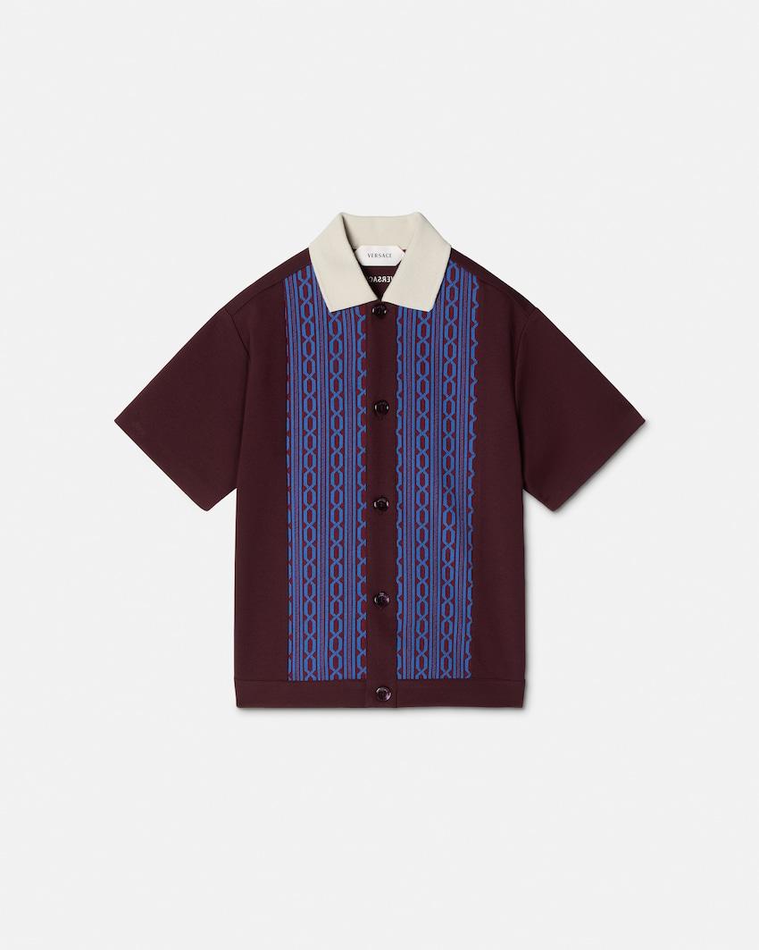 kids embroidered-logo jacquard milano-stitch shirt by VERSACE