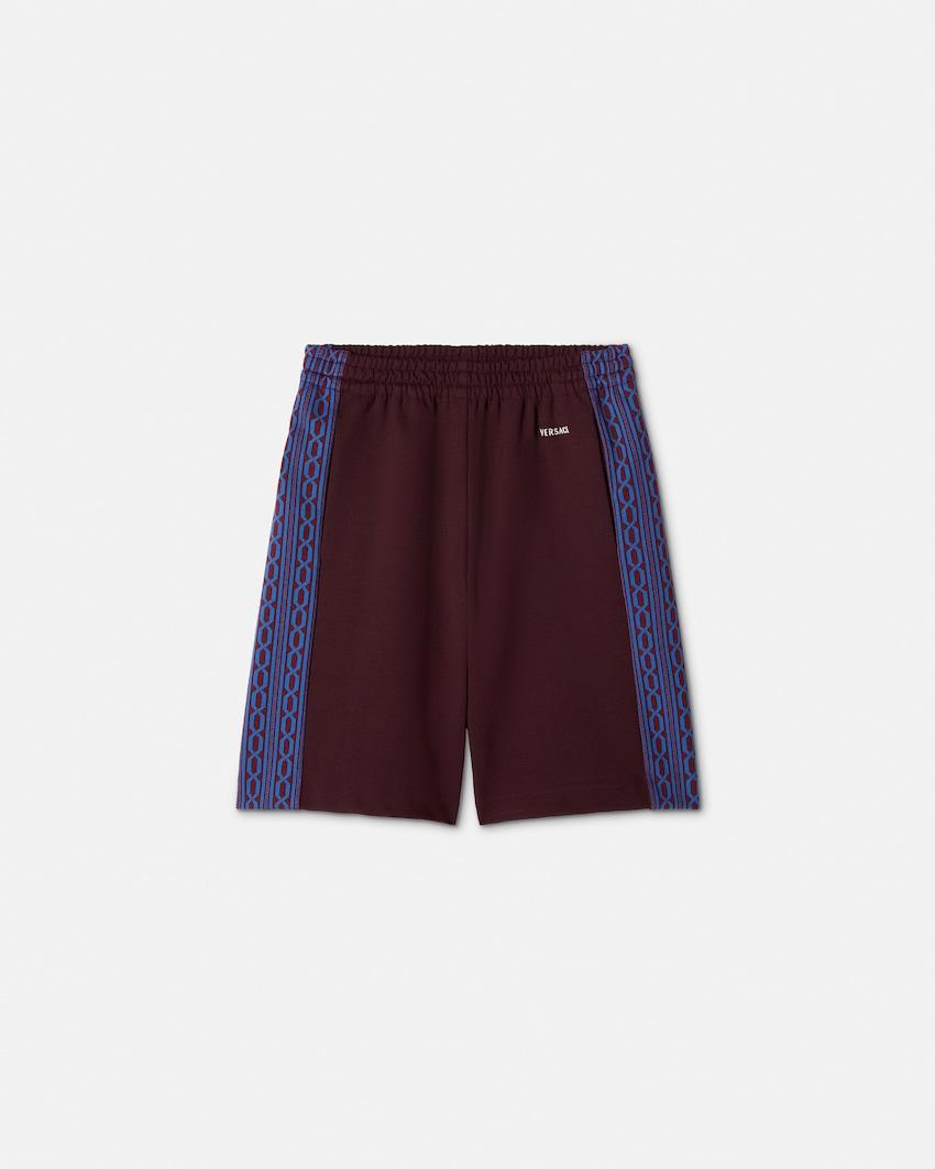 kids embroidered-logo jacquard milano-stitch shorts by VERSACE