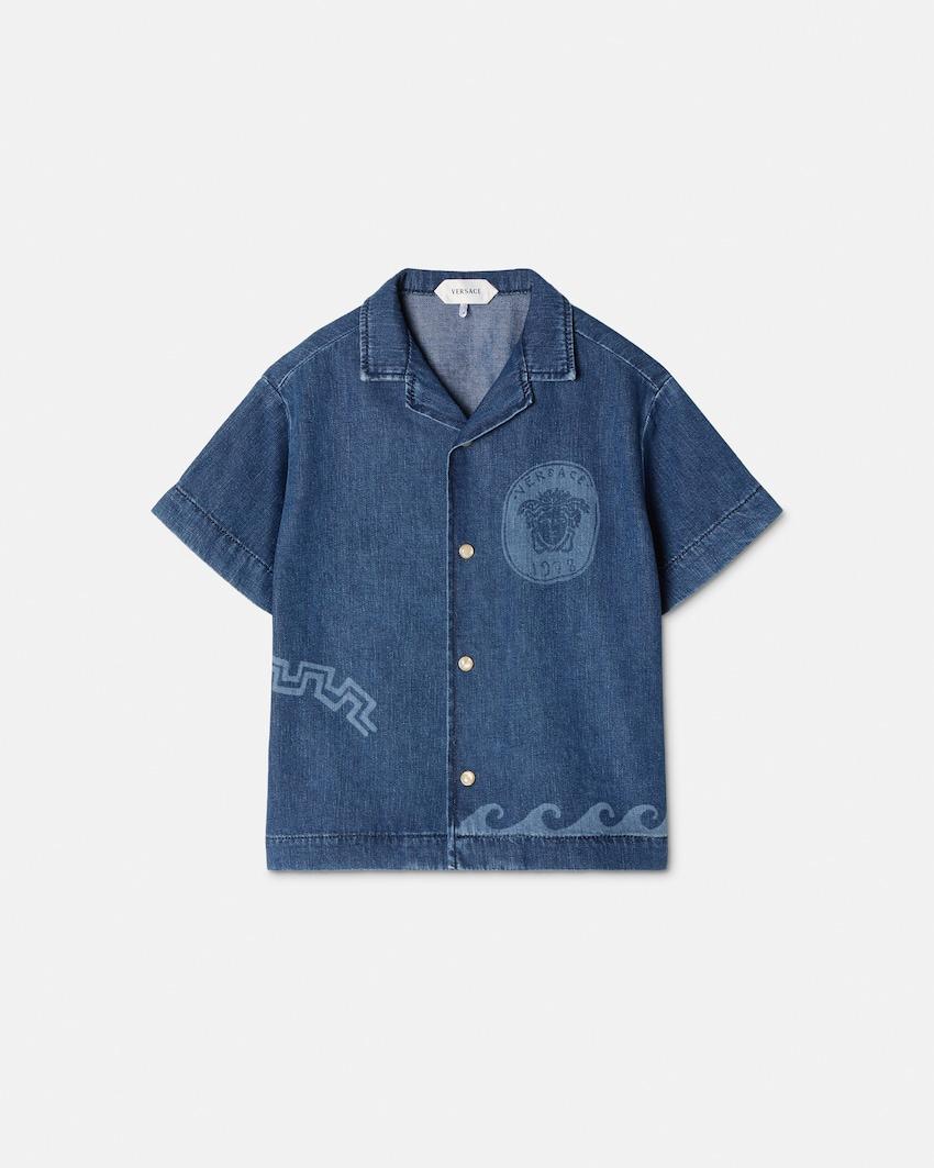 kids lasered denim shirt by VERSACE