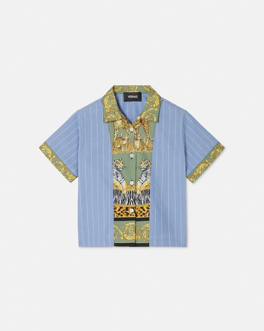 kids printed striped cotton-poplin shirt by VERSACE