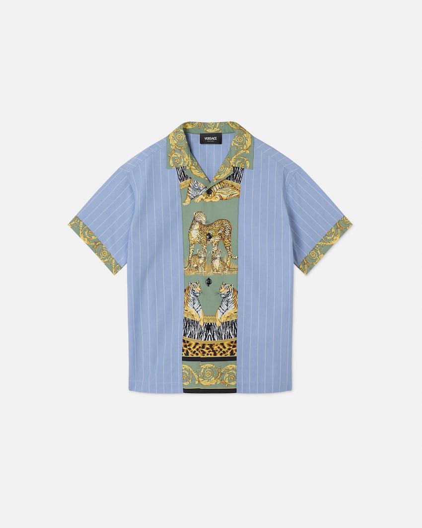 kids printed striped cotton-poplin shirt by VERSACE