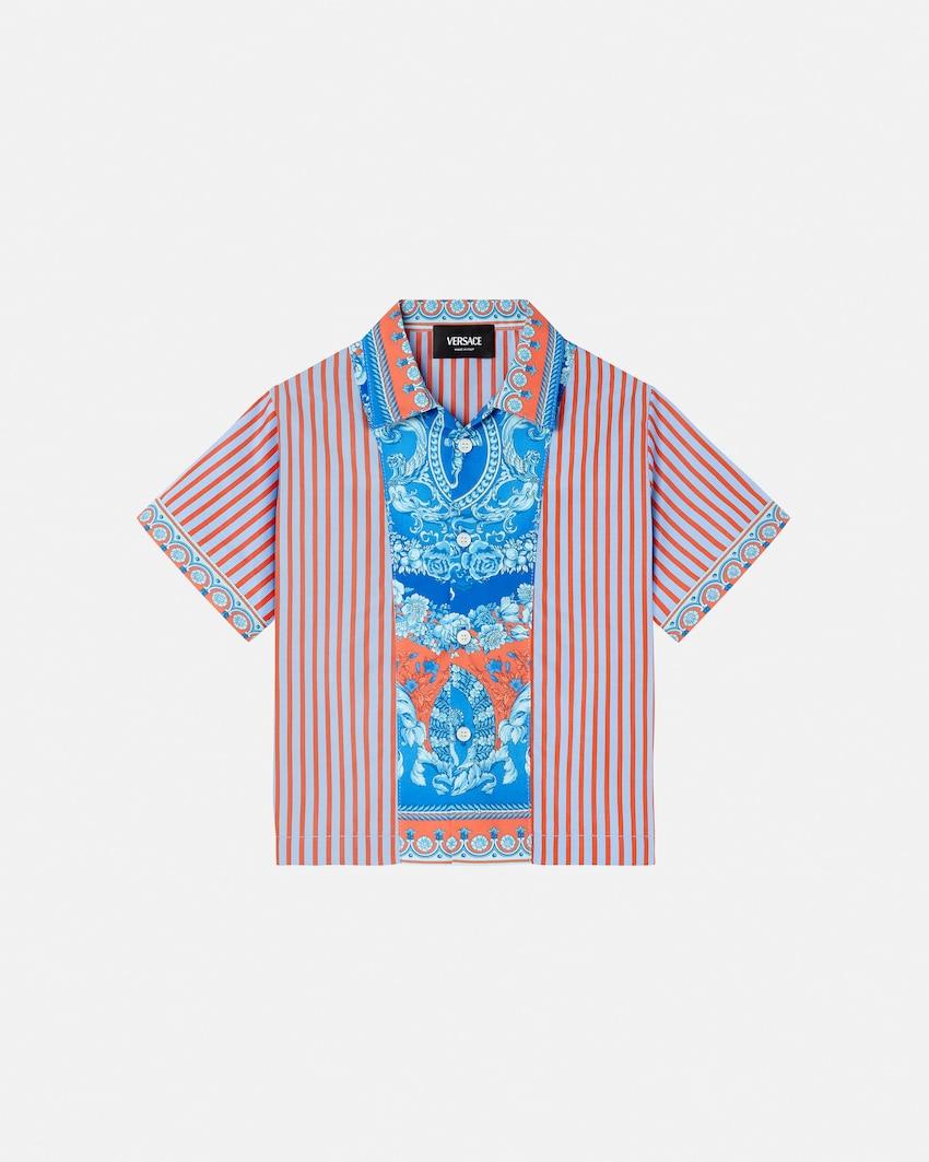kids printed striped cotton-poplin shirt by VERSACE