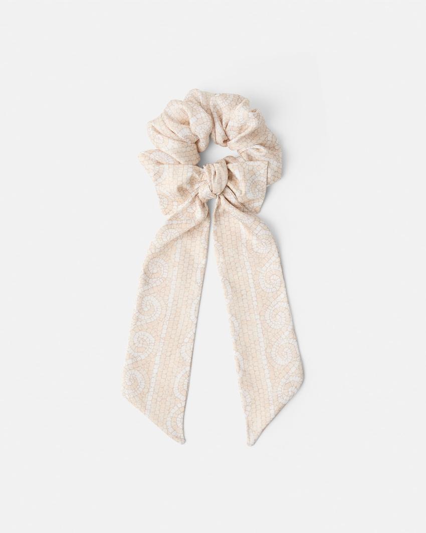 kids printed twill ribbon tie scrunchie by VERSACE