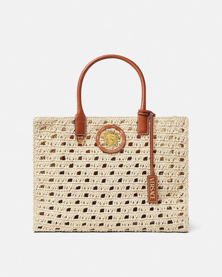 la medusa large raffia tote by VERSACE