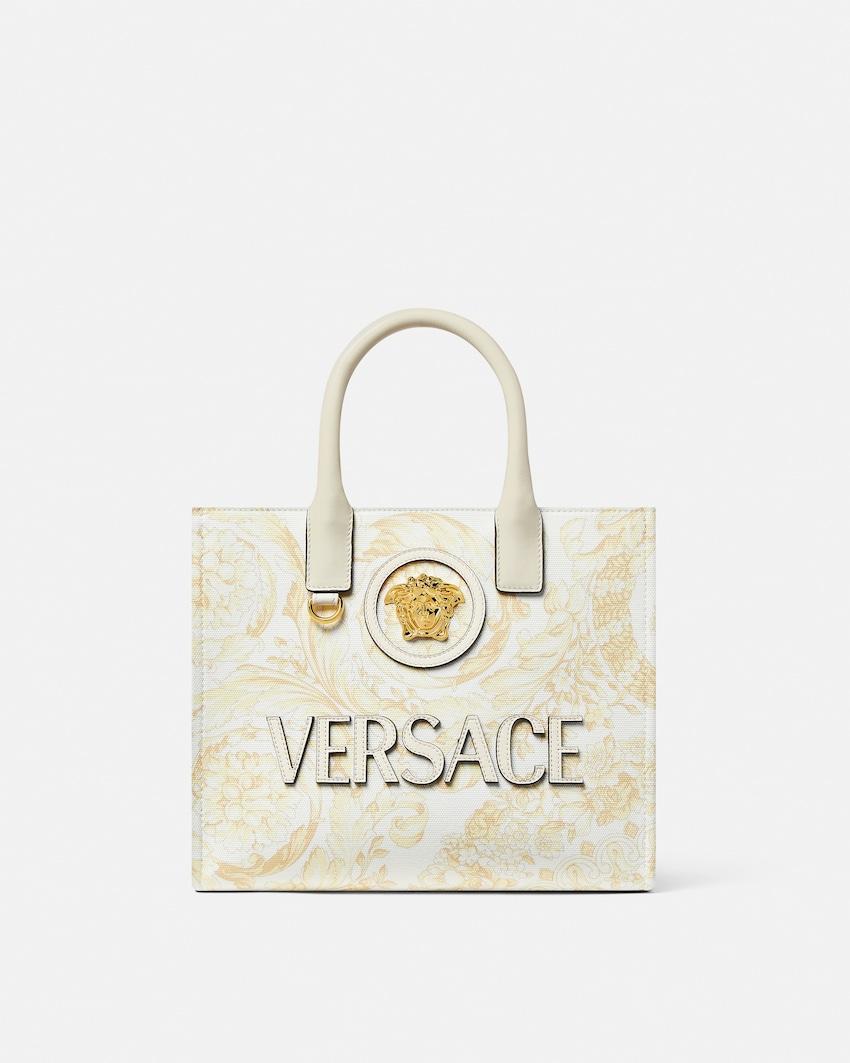 la medusa printed small canvas tote by VERSACE