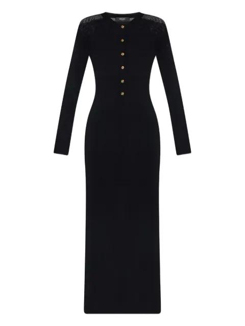lace-insert button-front maxi  dress by VERSACE