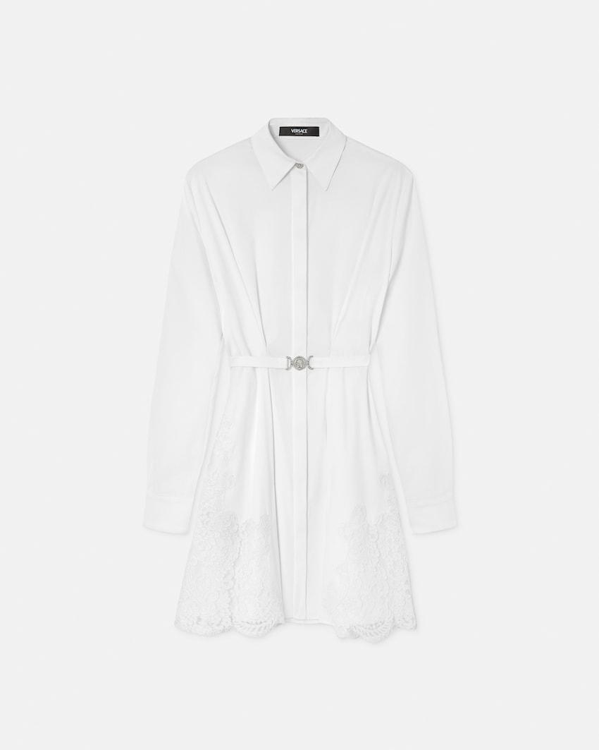 lace-trim cotton-poplin mini shirt dress by VERSACE