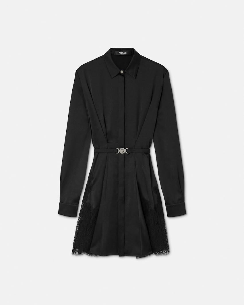 lace-trim satin mini shirt dress by VERSACE