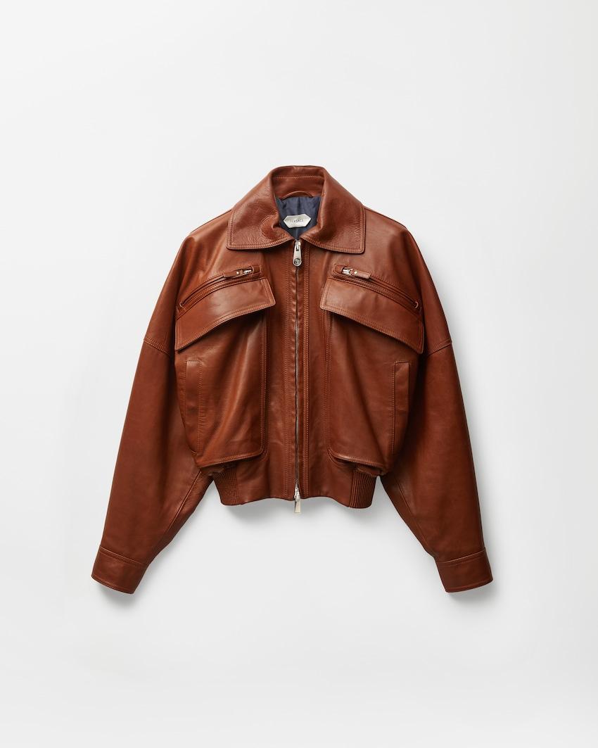 leather blouson by VERSACE
