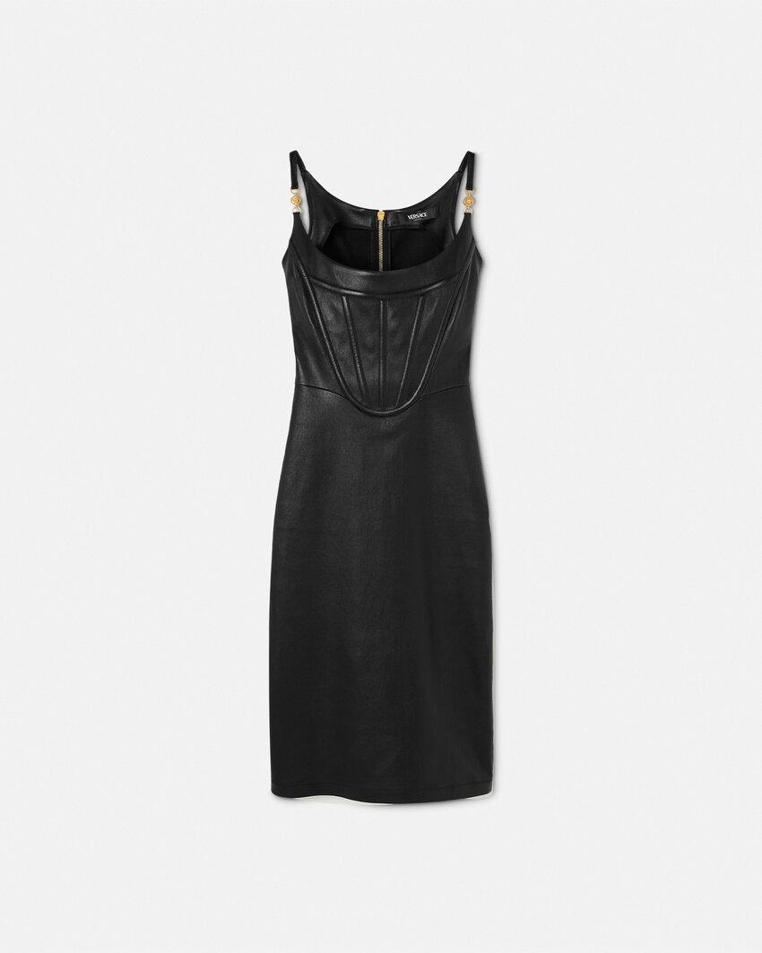 leather corset midi dress by VERSACE