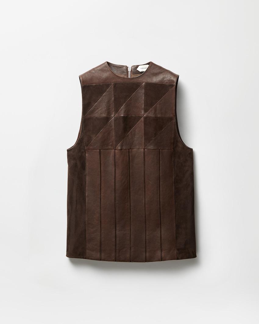leather patchwork mini dress by VERSACE