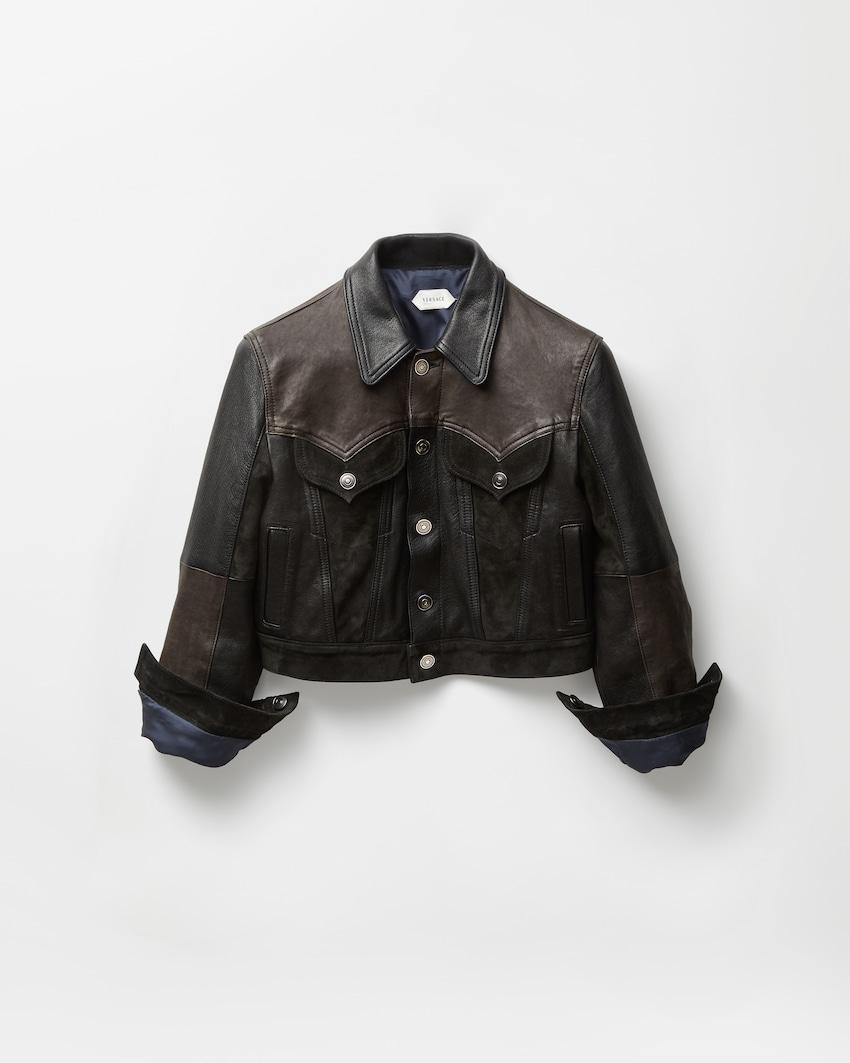 leather slim blouson by VERSACE