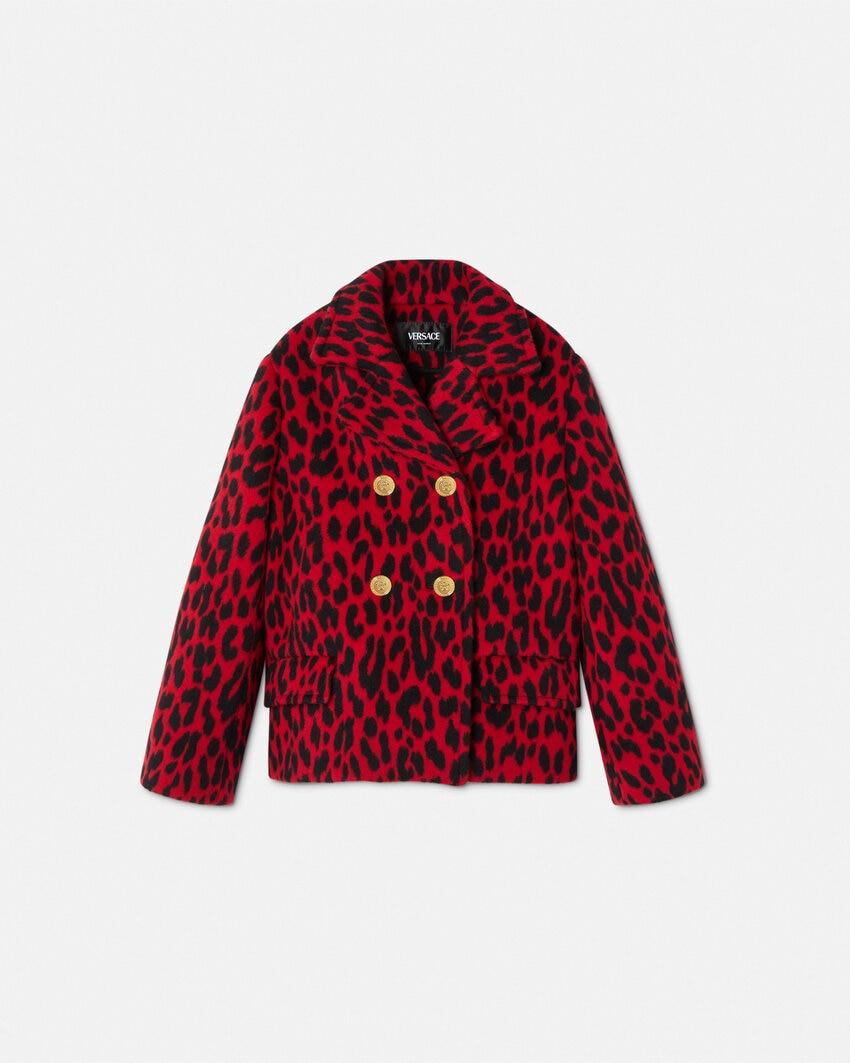 leopard jacquard kids peacoat by VERSACE