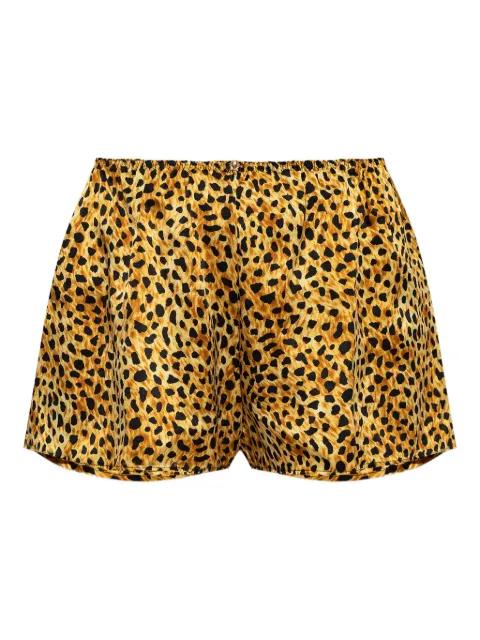 leopard-print silk shorts by VERSACE
