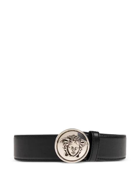 logo-buckle leather belt by VERSACE