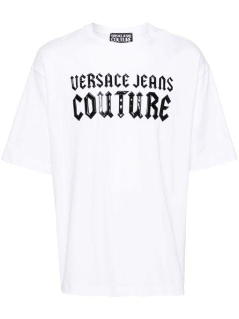 logo-embossed cotton T-shirt by VERSACE