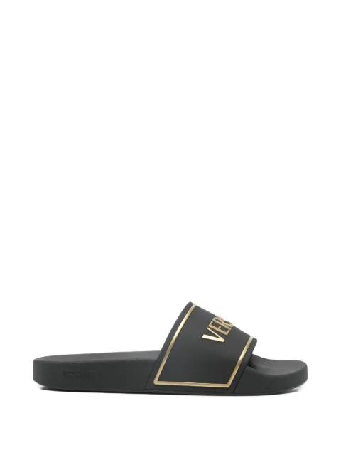logo-embossed slides by VERSACE