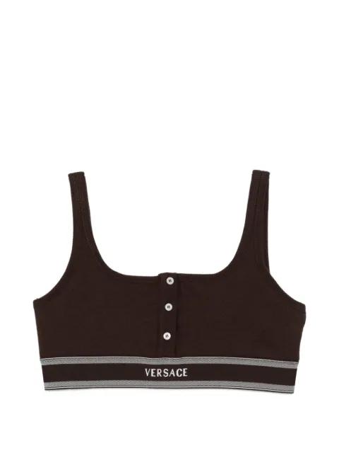 logo-embroidered bra by VERSACE