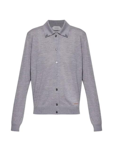 logo-embroidered buttoned cardigan by VERSACE