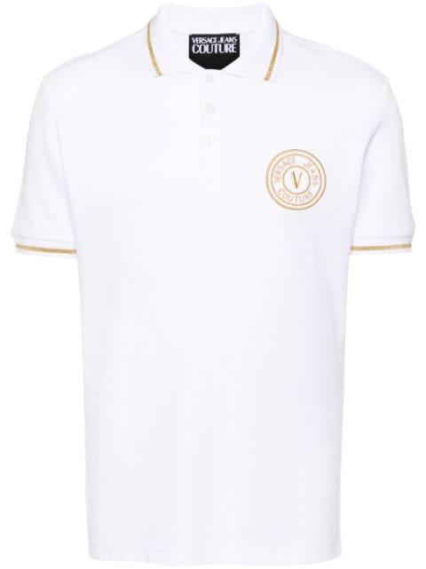 logo-embroidered cotton polo shirt by VERSACE