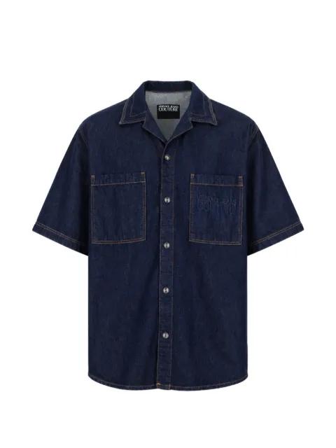 logo-embroidered denim shirt by VERSACE