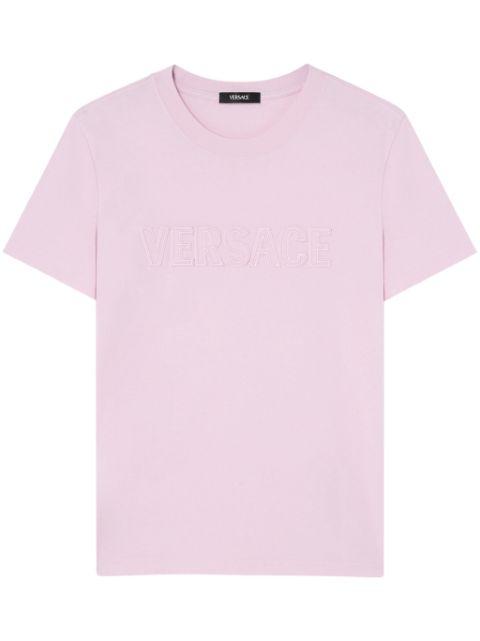 logo-embroidered fringed T-shirt by VERSACE