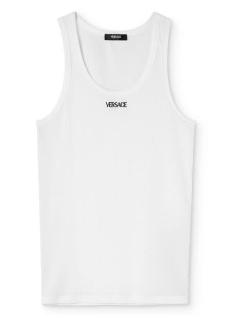 logo-embroidered ribbed tank top by VERSACE