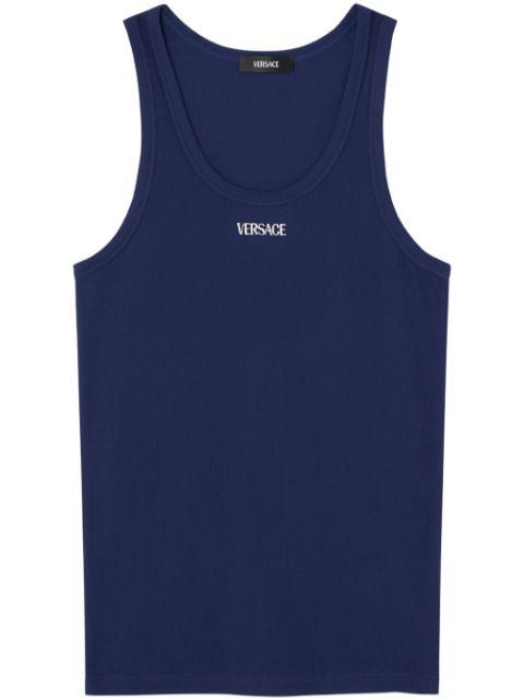 logo-embroidered ribbed tank top by VERSACE