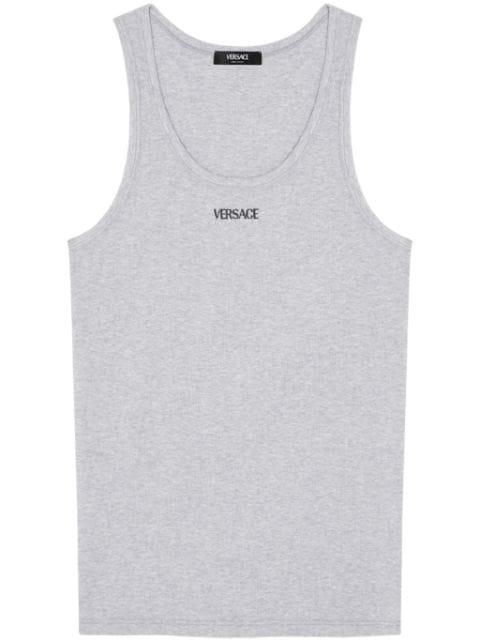 logo-embroidered ribbed tank top by VERSACE