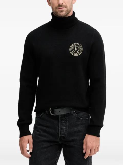 logo-embroidered roll neck sweater by VERSACE