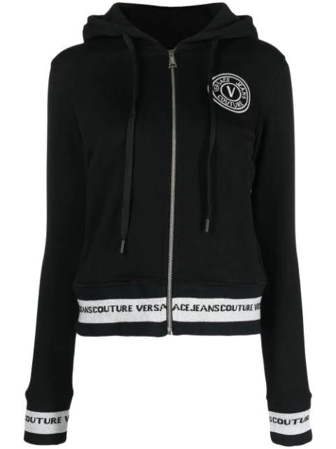 logo-embroidered zip-up hoodie by VERSACE