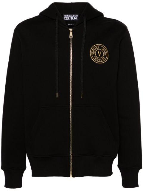logo-embroidered zip-up hoodie by VERSACE