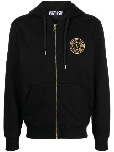 logo-embroidered zipped hoodie by VERSACE