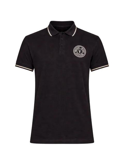 logo-embroidery ribbed-trims polo shirt by VERSACE