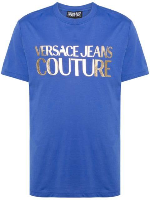logo-foil cotton T-shirt by VERSACE