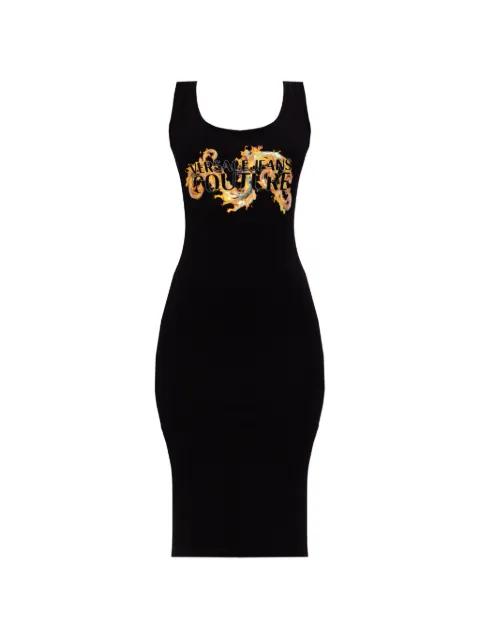 logo-graphic midi cotton dress by VERSACE