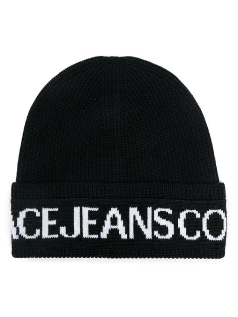 logo-intarsia beanie by VERSACE