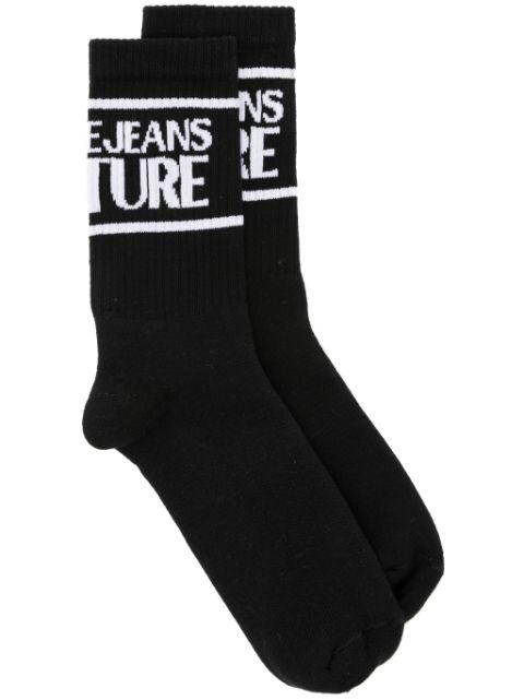 logo-intarsia knitted socks by VERSACE