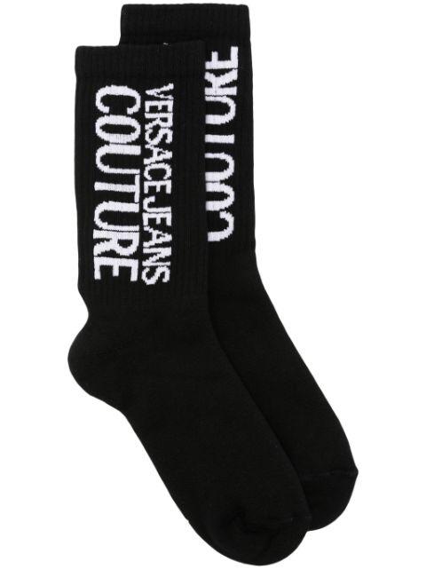 logo-intarsia knitted socks by VERSACE