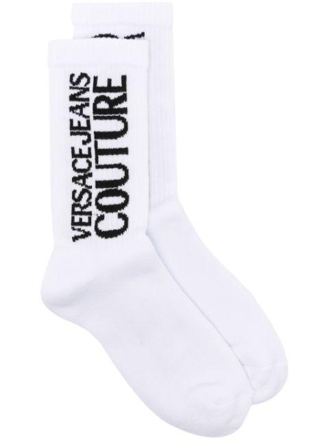 logo-intarsia knitted socks by VERSACE